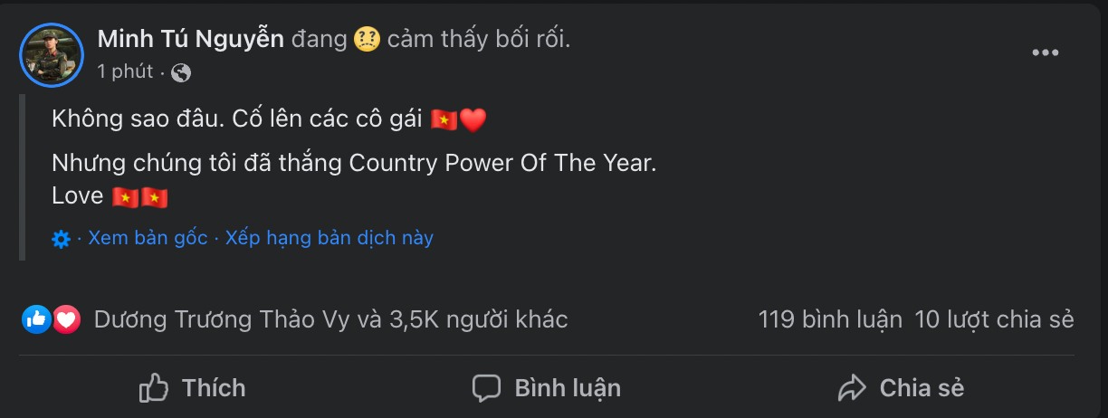 Dòng trạng thái đầy tự hào từ siêu mẫu Minh Tú Dòng trạng thái đầy tự hào từ siêu mẫu Minh Tú