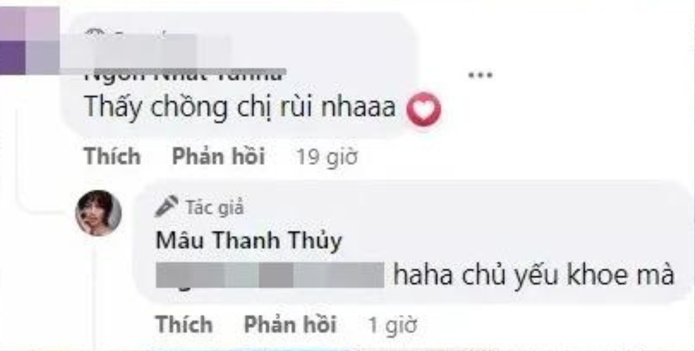 Mâu Thủy xác nhận với cư dân mạng một cách hài hước việc bản thân &quot;khoe chồng&quot;.
