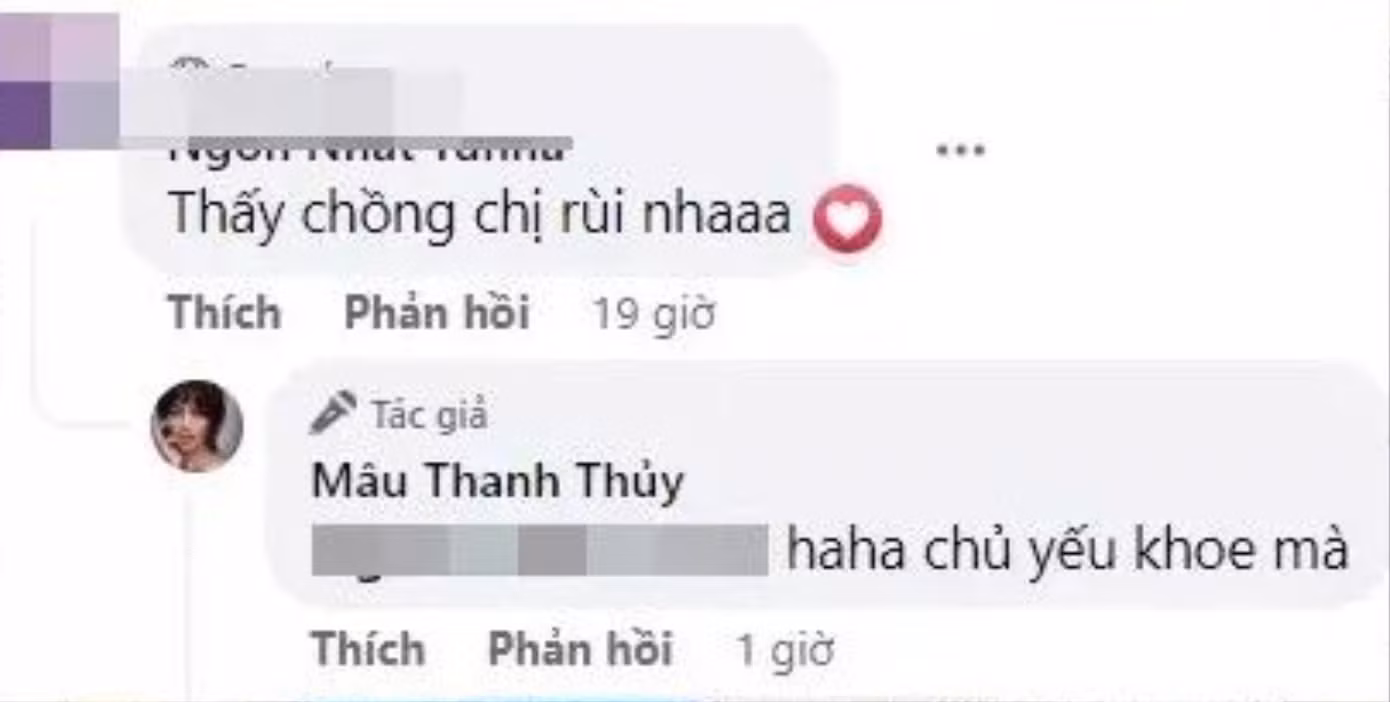 Mâu Thủy xác nhận với cư dân mạng một cách hài hước việc bản thân "khoe chồng".