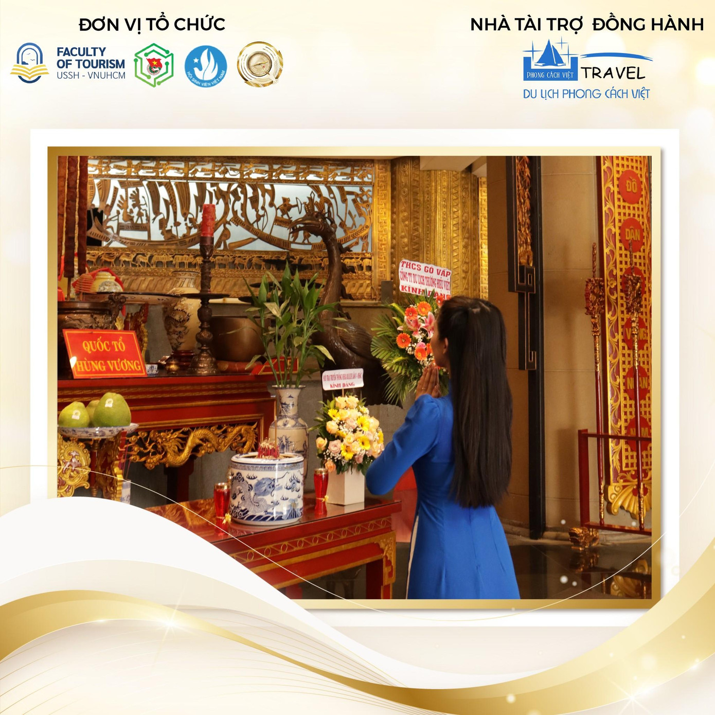 Hoạt động dâng hương tưởng nhớ công lao của các vị vua Hùng của các Đoàn viên. Nguồn: Fanpage Đoàn Hội Du Lịch