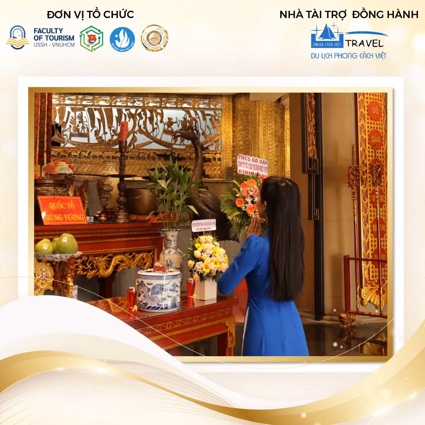Hoạt động dâng hương tưởng nhớ công lao của các vị vua Hùng của các Đoàn viên. Nguồn: Fanpage Đoàn Hội Du Lịch