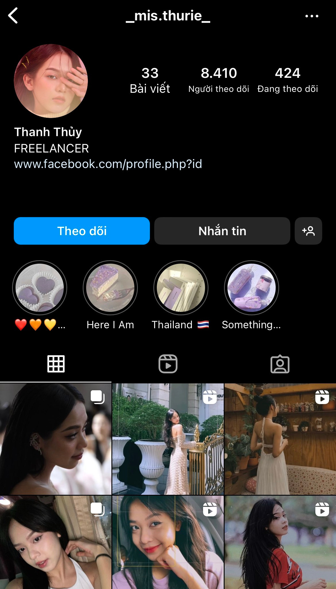 Trang Instagram cá nhân của Hoa hậu Thanh Thủy.