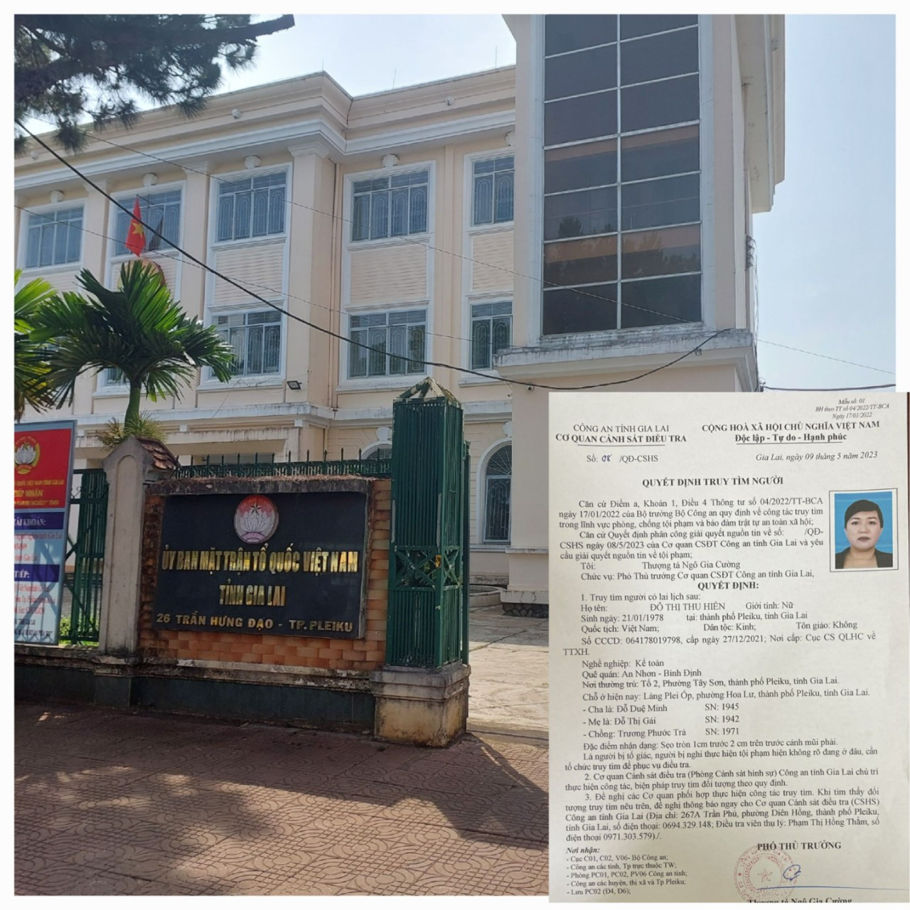 Sau khi Cơ quan CSĐT ra quyết định truy tìm, kế toán của UB MTTQ Việt Nam tỉnh Gia Lai đã về trình diện