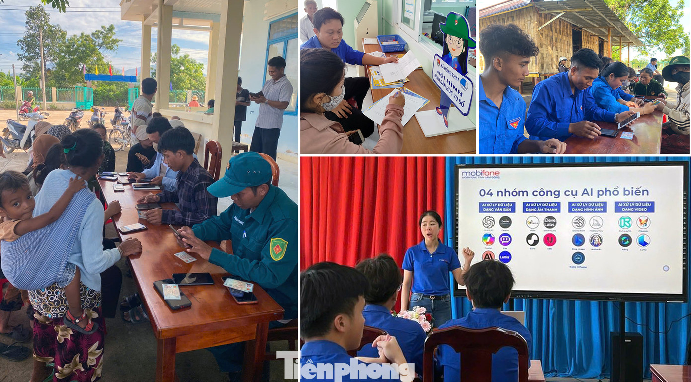 Đoàn viên, thanh niên ở Tuyên Quang, Lâm Đồng, Ninh Thuận tham gia các hoạt động hỗ trợ về kỹ năng số cho cộng đồng. Ảnh: FBTĐ