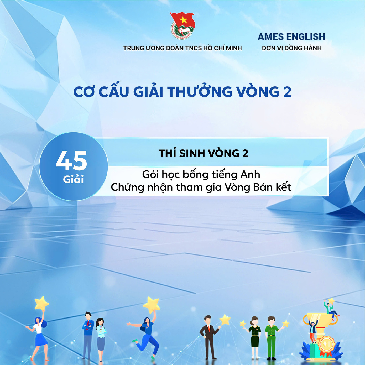 Vòng 2, 45 thí sinh tham gia vòng Bán kết được nhận các gói học bổng tiếng Anh và chứng nhận tham gia vòng Bán kết cuộc thi.