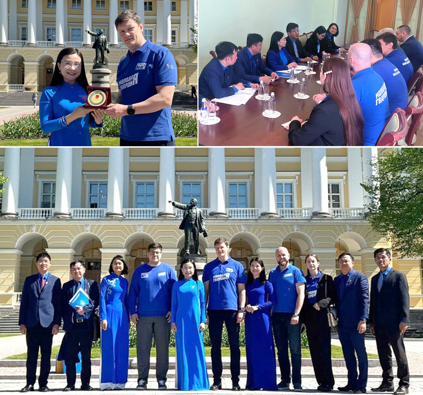 Đoàn công tác thăm và làm việc với Đội Cận vệ trẻ thành phố Saint Petersburg. Ảnh: T.Ư Đoàn