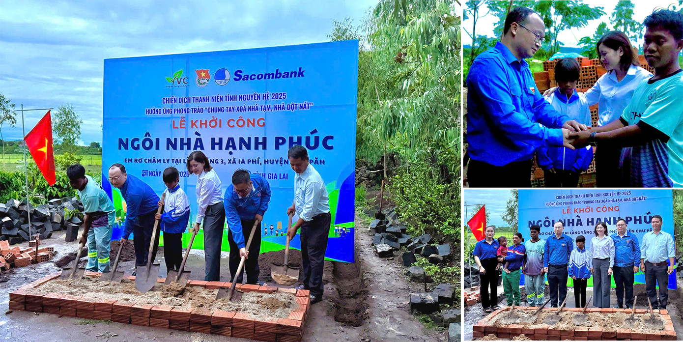 Lễ khởi công Ngôi nhà hạnh phúc tặng em Rơ Châm Ly chiều 29/5. Ảnh: BTC