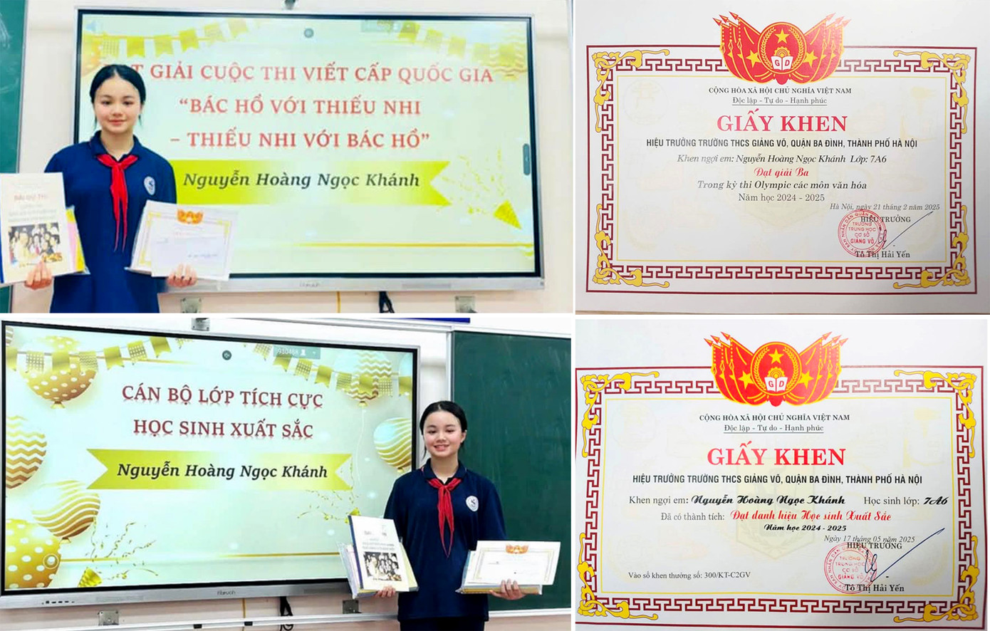 Ngọc Khánh đạt danh hiệu học sinh xuất sắc 7 năm liền. Ảnh: NVCC Ngọc Khánh đạt danh hiệu học sinh xuất sắc 7 năm liền. Ảnh: NVCC
