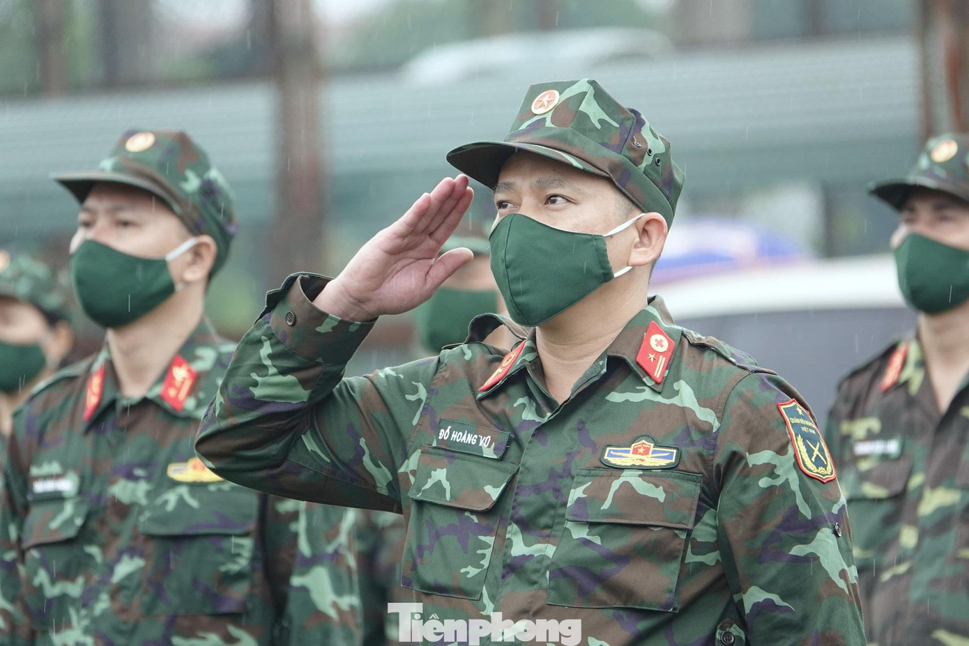 Cán bộ, nhân viên BVDC số 5D tại lễ xuất quân. Ảnh: Nguyễn Minh Cán bộ, nhân viên BVDC số 5D tại lễ xuất quân. Ảnh: Nguyễn Minh