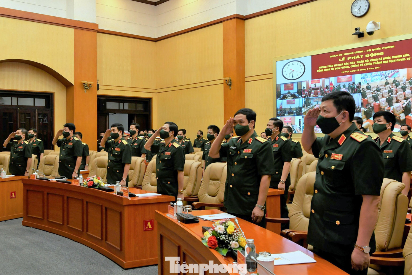 Dự lễ phát động ở điểm cầu Bộ Quốc phòng có Đại tướng Phan Văn Giang, Ủy viên Bộ Chính trị, Phó Bí thư Quân ủy Trung ương, Bộ trưởng Bộ Quốc phòng và nhiều tướng lĩnh cấp cao Dự lễ phát động ở điểm cầu Bộ Quốc phòng có Đại tướng Phan Văn Giang, Ủy viên Bộ Chính trị, Phó Bí thư Quân ủy Trung ương, Bộ trưởng Bộ Quốc phòng và nhiều tướng lĩnh cấp cao