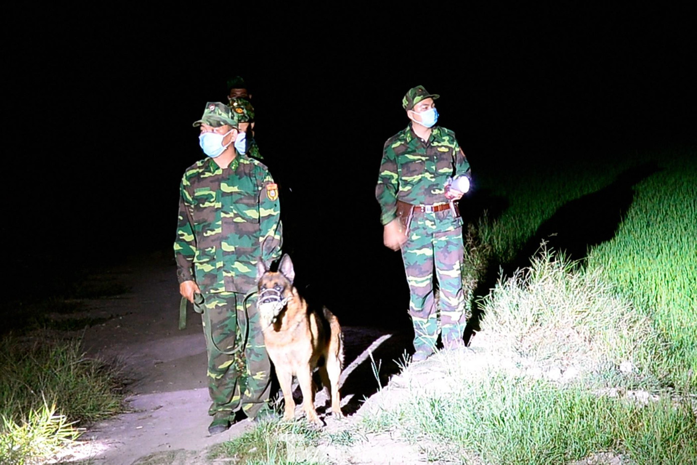 BĐBP tuần tra chống xuất nhập cảnh trái phép trên tuyến biên giới Tây Nam. Ảnh: PV