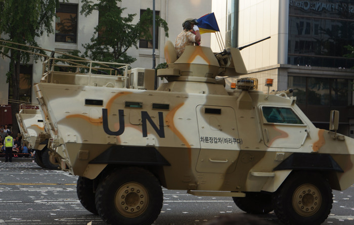 Xe của Liên Hiệp quốc cũng tham dự duyệt binh. Ảnh: T.Đ