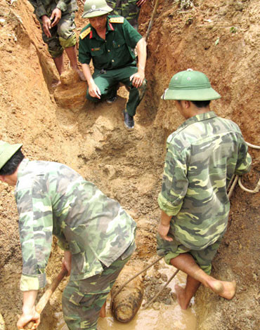 Quả bom được phát hiện và xử lý an toàn