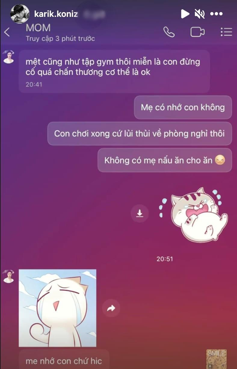 Đoạn tin nhắn nhõng nhẽo với mẹ của HLV Rap Việt.