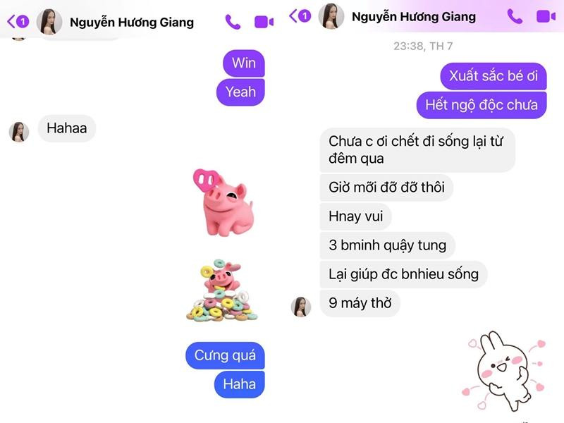 Đoạn tin nhắn với người đẹp sinh năm 1991 được Xuân Lan chia sẻ.