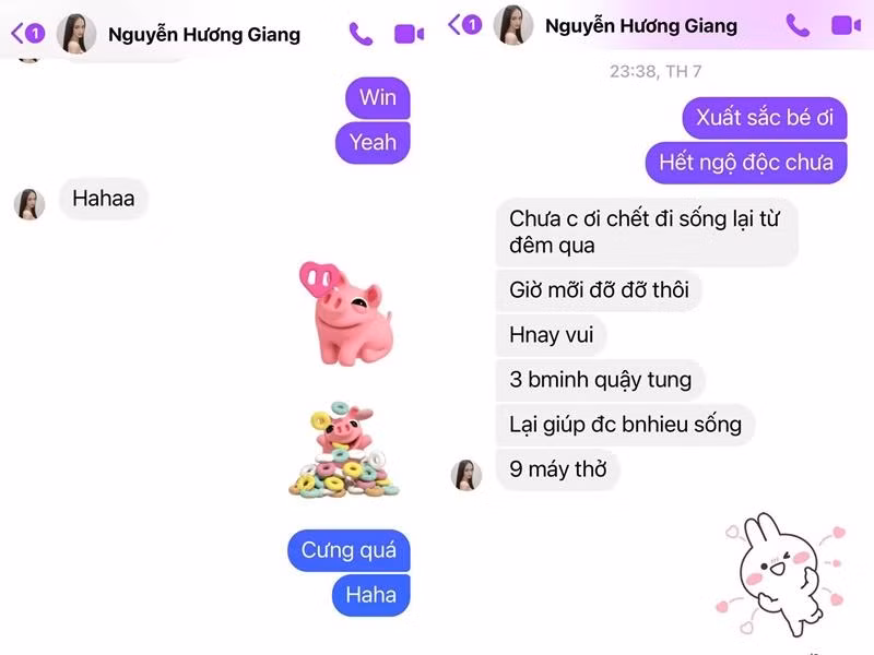 Đoạn tin nhắn với người đẹp sinh năm 1991 được Xuân Lan chia sẻ.