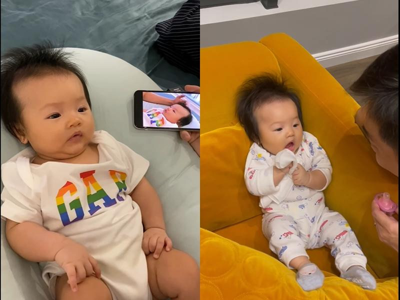 Em bé 2 tháng tuổi đã ê a trò chuyện, trở thành &quot;cây hài&quot; của gia đình.