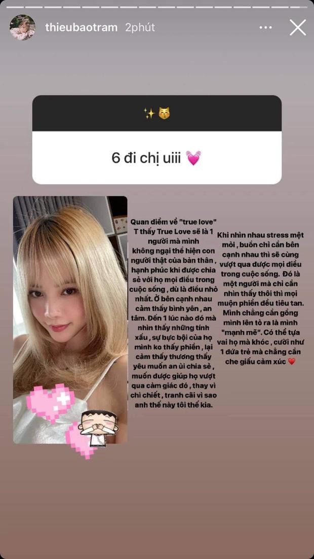 Thiều Bảo Trâm chia sẻ quan điểm về &quot;true love&quot; - tình yêu đích thực.