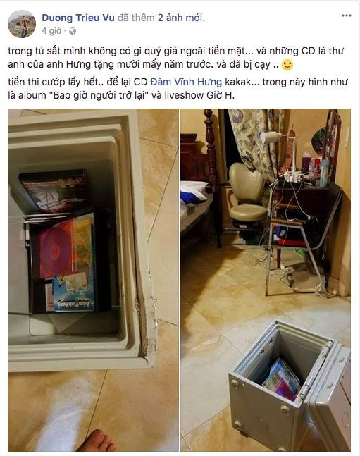 Dương Triệu Vũ mất tài sản nhưng vui vì còn giữ lại được nhiều CD của Đàm Vĩnh Hưng. Dương Triệu Vũ mất tài sản nhưng vui vì còn giữ lại được nhiều CD của Đàm Vĩnh Hưng.