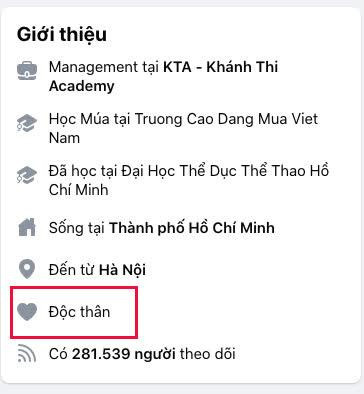 Kiện tướng dancesport đang để chế độ độc thân trên Facebook.