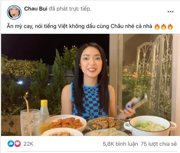 Châu Bùi trong buổi livestream với người hâm mộ.