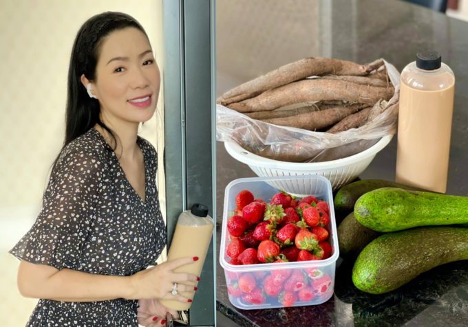 NSƯT Trịnh Kim Chi được bạn tặng trái cây và một bình trà sữa. NSƯT Trịnh Kim Chi được bạn tặng trái cây và một bình trà sữa.