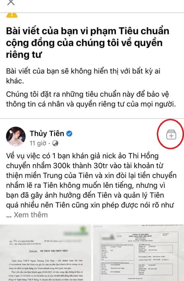 Thủy Tiên lấy lý do bài viết vi phạm Tiêu chuẩn cộng đồng nên bị Facebook đưa về chế độ riêng tư. Thủy Tiên lấy lý do bài viết vi phạm Tiêu chuẩn cộng đồng nên bị Facebook đưa về chế độ riêng tư.