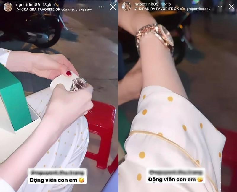 "Nữ hoàng nội y" gửi lời cảm ơn đến người bạn đã tặng mình chiếc đồng hồ mới. "Nữ hoàng nội y" gửi lời cảm ơn đến người bạn đã tặng mình chiếc đồng hồ mới.