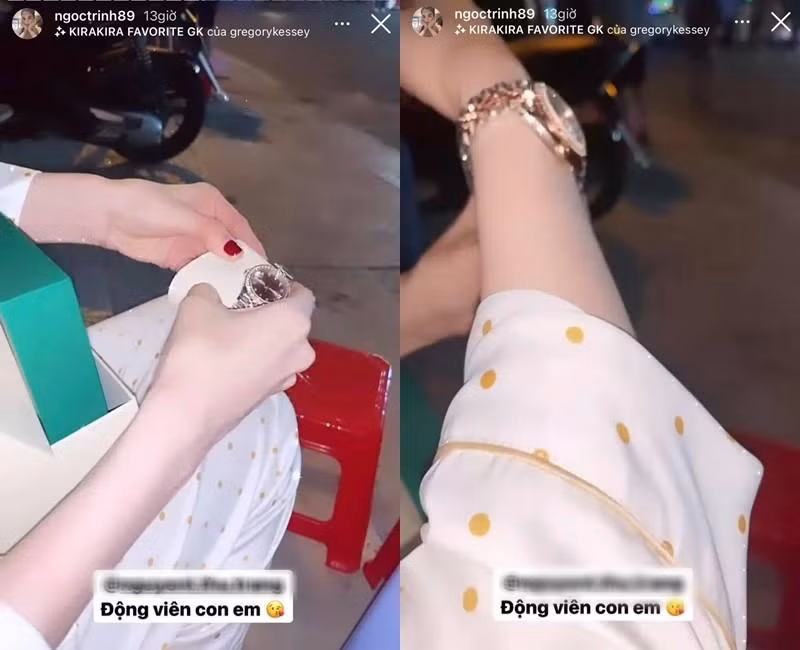 "Nữ hoàng nội y" gửi lời cảm ơn đến người bạn đã tặng mình chiếc đồng hồ mới.