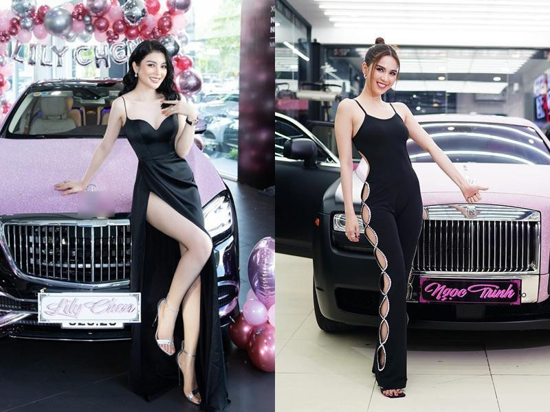 Hai dòng xe khác nhau được làm lại phiên bản hồng - đen của Lily Chen và Ngọc Trinh. Hai dòng xe khác nhau được làm lại phiên bản hồng - đen của Lily Chen và Ngọc Trinh.