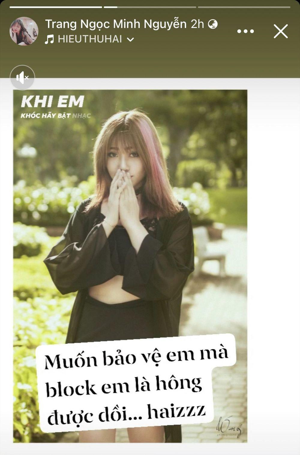 Nữ ca sĩ cho biết bị chồng cũ block dù trước đó hứa hẹn sẽ "bảo vệ em". Nữ ca sĩ cho biết bị chồng cũ block dù trước đó hứa hẹn sẽ "bảo vệ em".