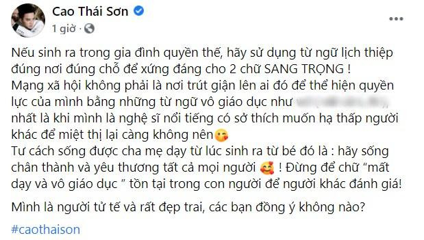 Cao Thái Sơn chính thức lên tiếng.