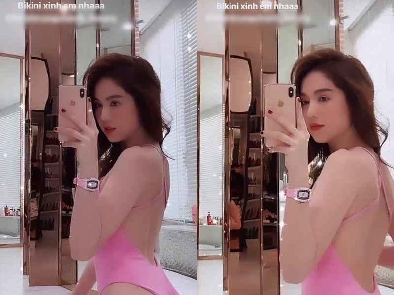 Cô khoe ảnh đồng hồ với bộ bikini cùng màu ngay sau đó. Cô khoe ảnh đồng hồ với bộ bikini cùng màu ngay sau đó.