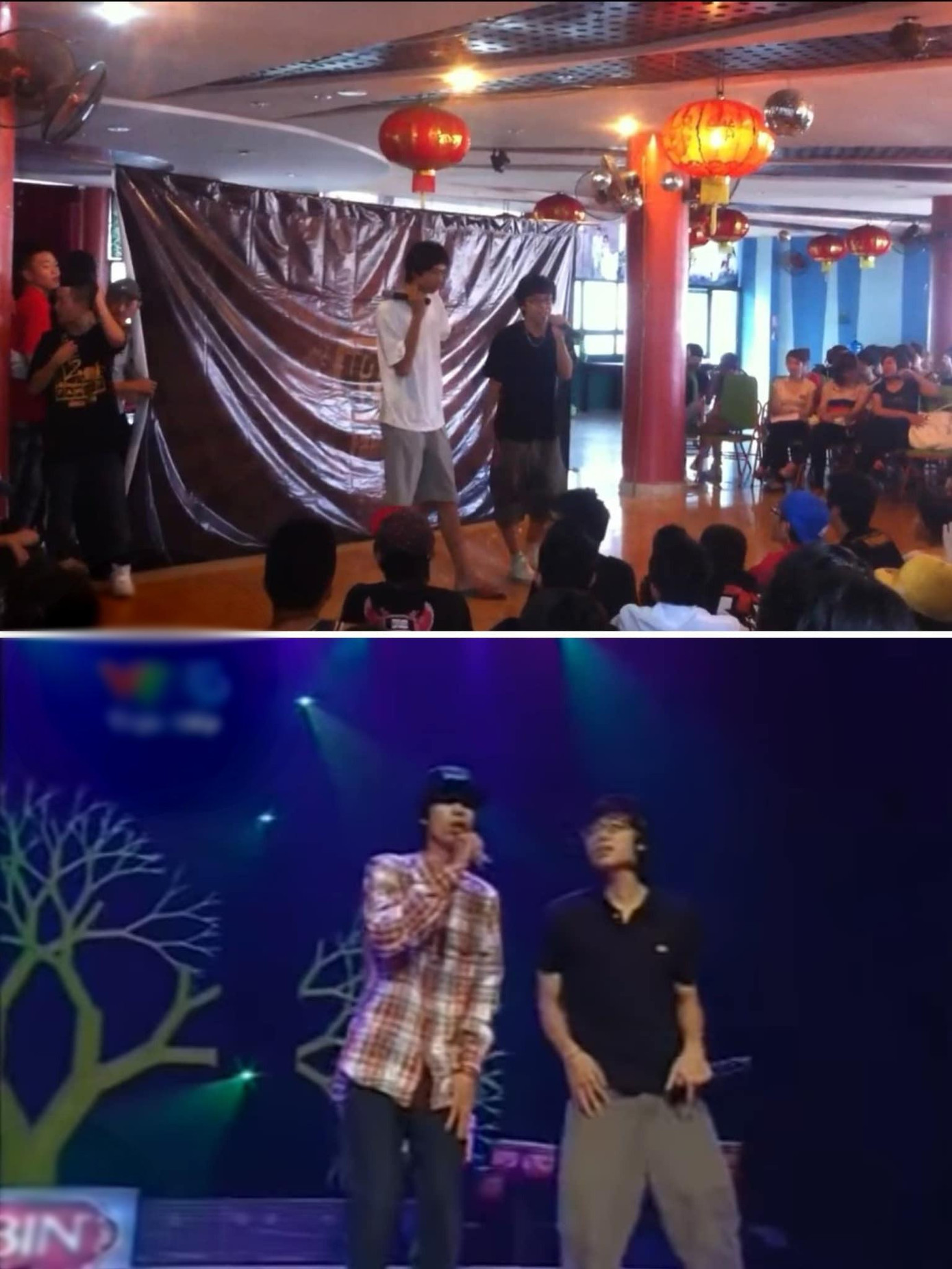 Hình ảnh rapper khi tập luyện và lần đầu tiên được đứng trên sân khấu lớn.