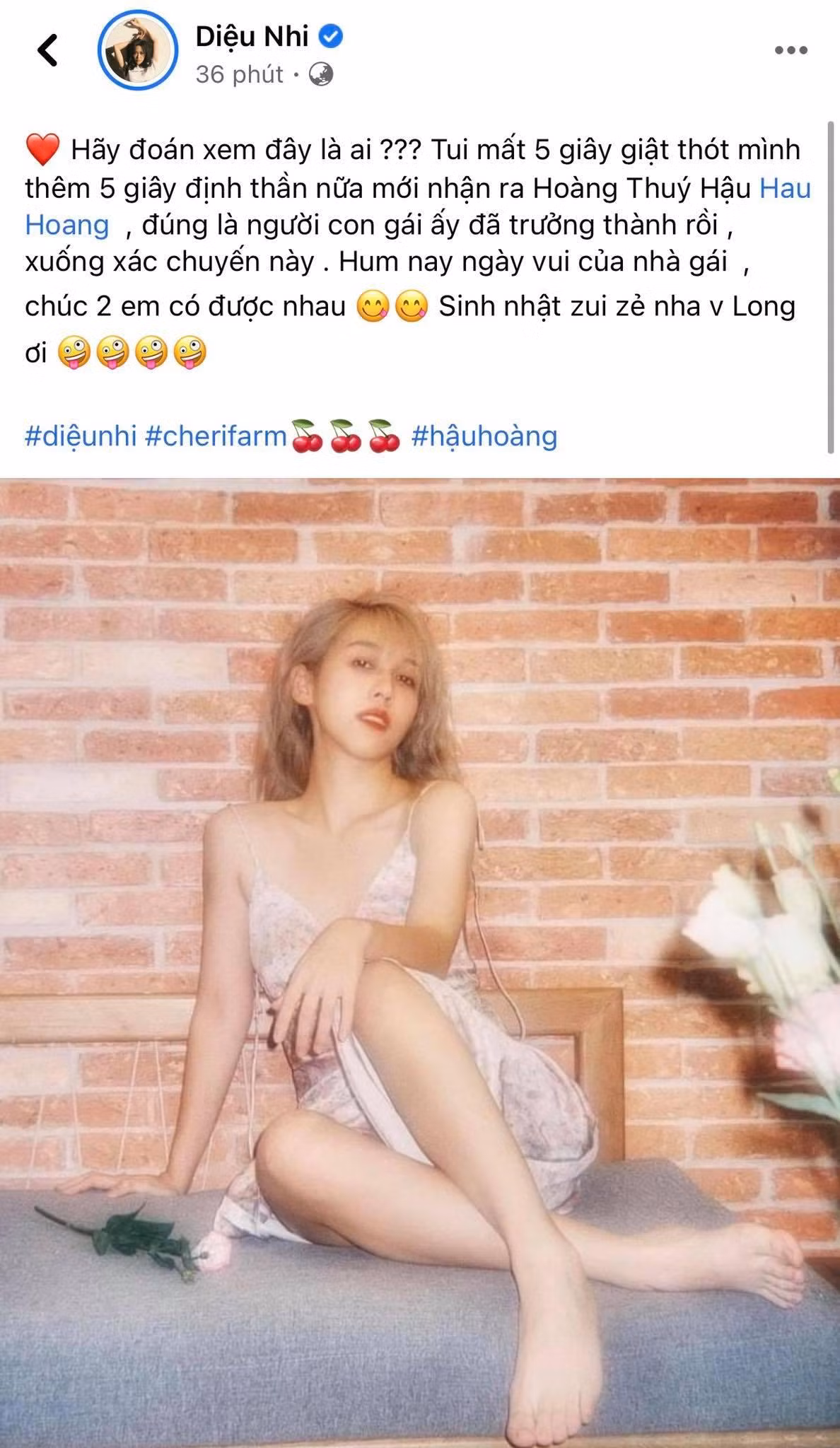 Diệu Nhi chúc mừng sinh nhật, không quên "đẩy thuyền" Hậu Hoàng - Mũi trưởng Long.