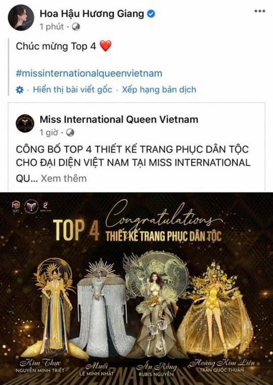 Đăng tải mới nhất trên fanpage của Hương Giang.