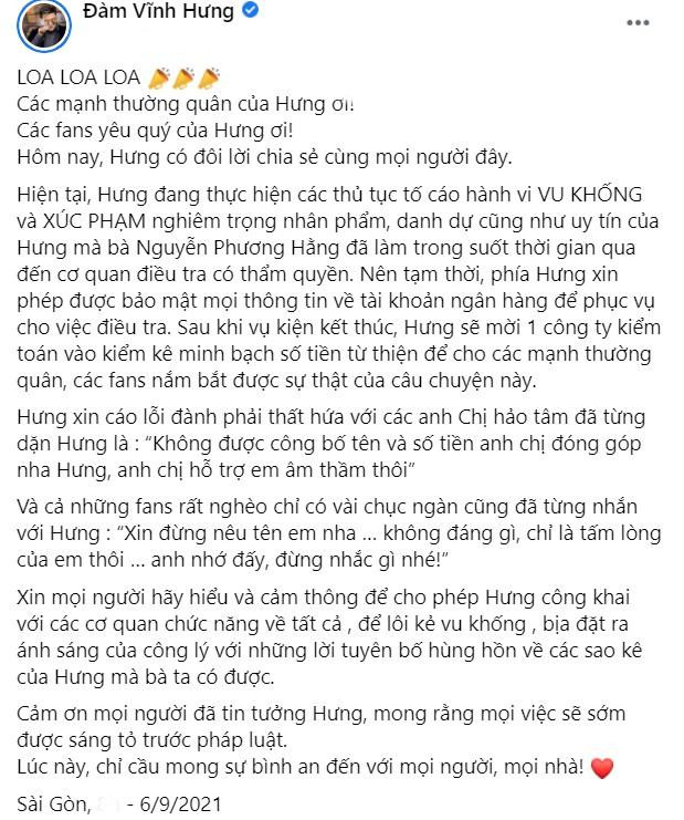 Chia sẻ mới nhất của nam ca sĩ về vấn đề sao kê tiền từ thiện. Chia sẻ mới nhất của nam ca sĩ về vấn đề sao kê tiền từ thiện.
