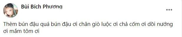 Bích Phương cũng nhớ bún đậu mắm tôm như bao người.