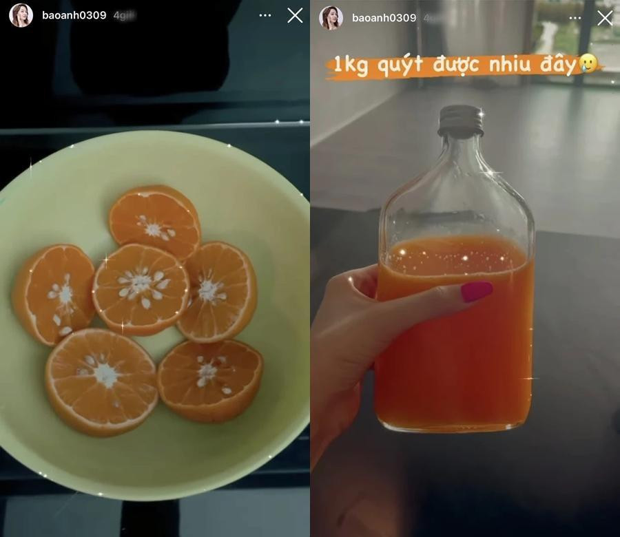 Bảo Anh tự vắt nước cam tại nhà. Bảo Anh tự vắt nước cam tại nhà.