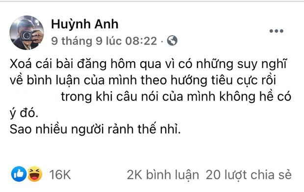 Huỳnh Anh đáp trả sau khi nhận về nhiều bình luận tiêu cực. Huỳnh Anh đáp trả sau khi nhận về nhiều bình luận tiêu cực.