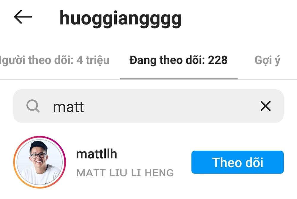 Hương Giang - Matt Liu vẫn theo dõi nhau trên MXH. Hương Giang - Matt Liu vẫn theo dõi nhau trên MXH.