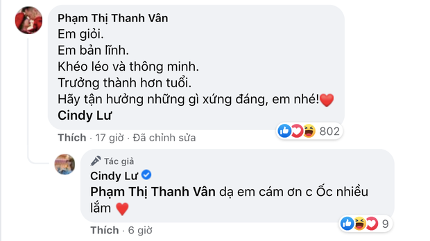 Bình luận của Ốc Thanh Vân an ủi và động viên Cindy Lư. Bình luận của Ốc Thanh Vân an ủi và động viên Cindy Lư.