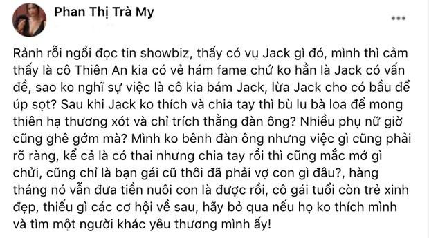 Chia sẻ gây tranh cãi của diễn viên Trà My. Chia sẻ gây tranh cãi của diễn viên Trà My.