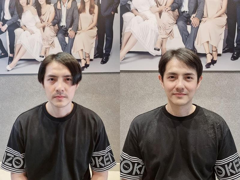 Hình ảnh trước và sau khi cắt tóc của nam ca sĩ. Hình ảnh trước và sau khi cắt tóc của nam ca sĩ.