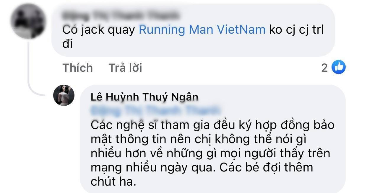 Khi nhận câu hỏi liên quan đến Jack, Thúy Ngân từ chối trả lời vì đã ký hợp đồng bảo mật thông tin. Khi nhận câu hỏi liên quan đến Jack, Thúy Ngân từ chối trả lời vì đã ký hợp đồng bảo mật thông tin.