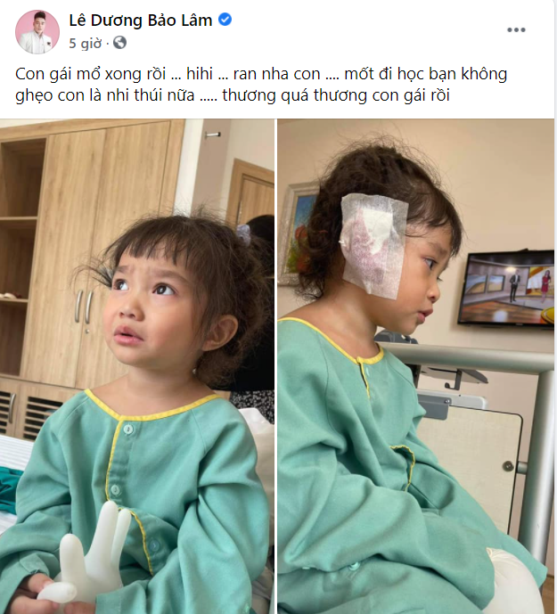 Diễn viên cho biết ca phẫu thuật của con gái đã thành công.