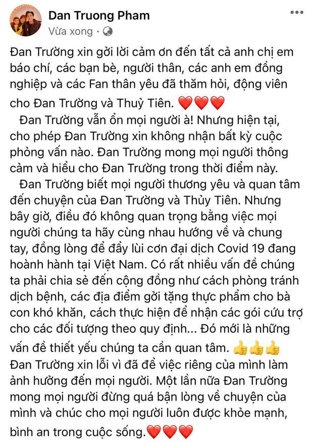 "Tâm thư" của Đan Trường sau ly hôn bà xã Thủy Tiên. "Tâm thư" của Đan Trường sau ly hôn bà xã Thủy Tiên.