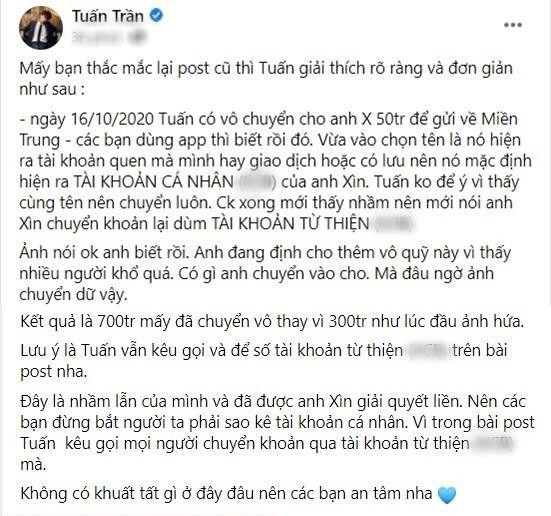 Bài đăng mới của diễn viên Bố Già.