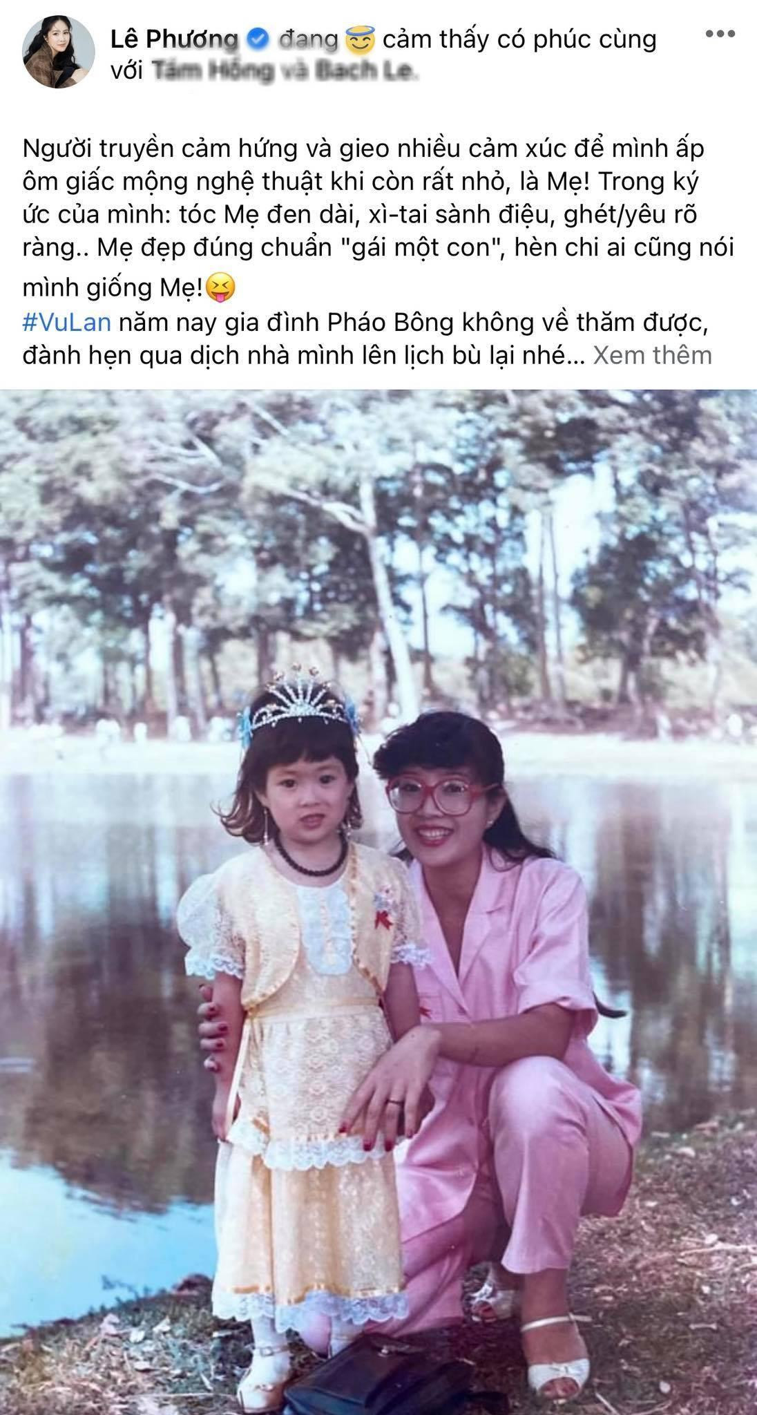 Lê Phương khoe ảnh chụp cùng mẹ ngày nhỏ.