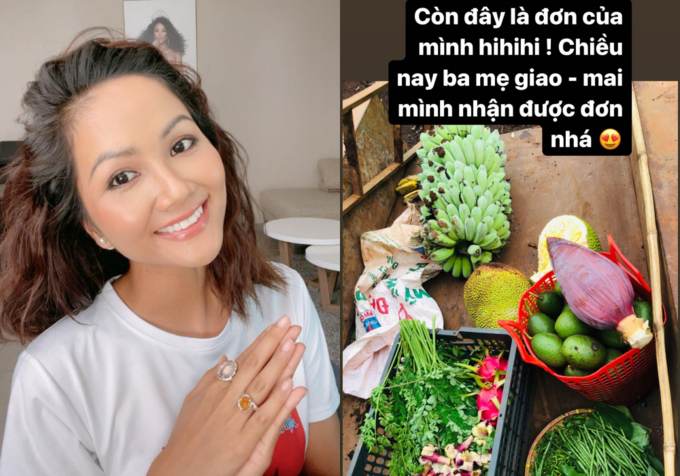 Gia đình Hoa hậu H'Hen Niê gửi từ chuối, mít đến hành lá cho con gái. Gia đình Hoa hậu H'Hen Niê gửi từ chuối, mít đến hành lá cho con gái.
